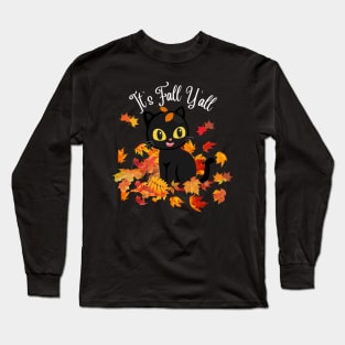 It's fall y'all Black Cats Halloween Thanksgiving and Fall Color Lovers Long Sleeve T-Shirt